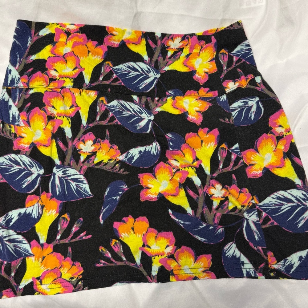 Hurley Black Skirt with Pink and Yellow Floral Design